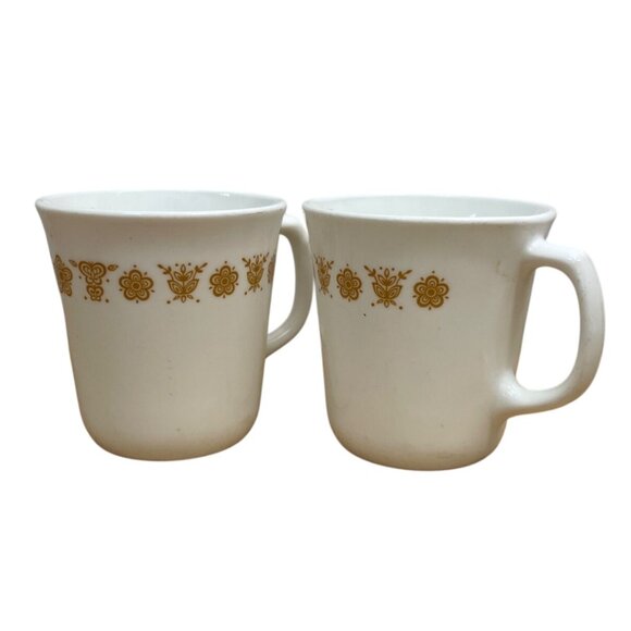 Corning Other - Vintage Corelle by Corning Coffee Mugs Cups Butterfly Gold Pattern Set of 2 USA